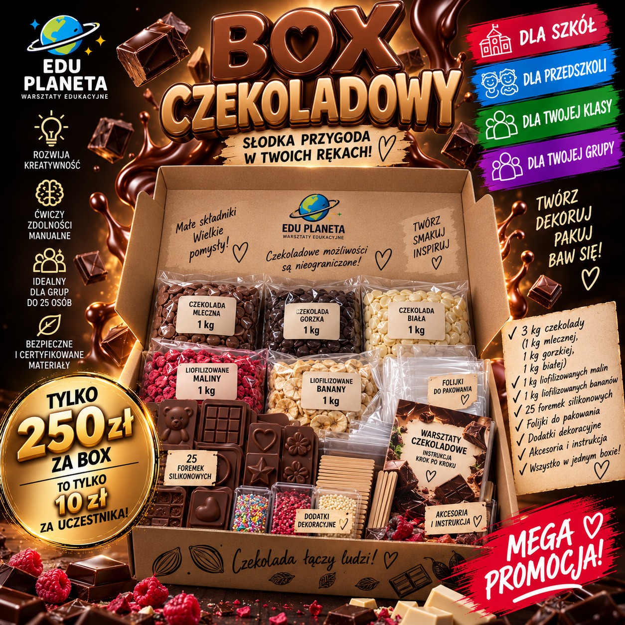 Otwarty Box Czekoladowy z zawartością